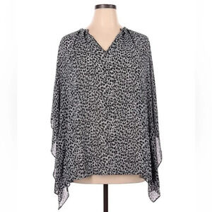 MICHAEL Michael Kors | Black & Grey Leopard Print Poncho Blouse Plus Size 0X